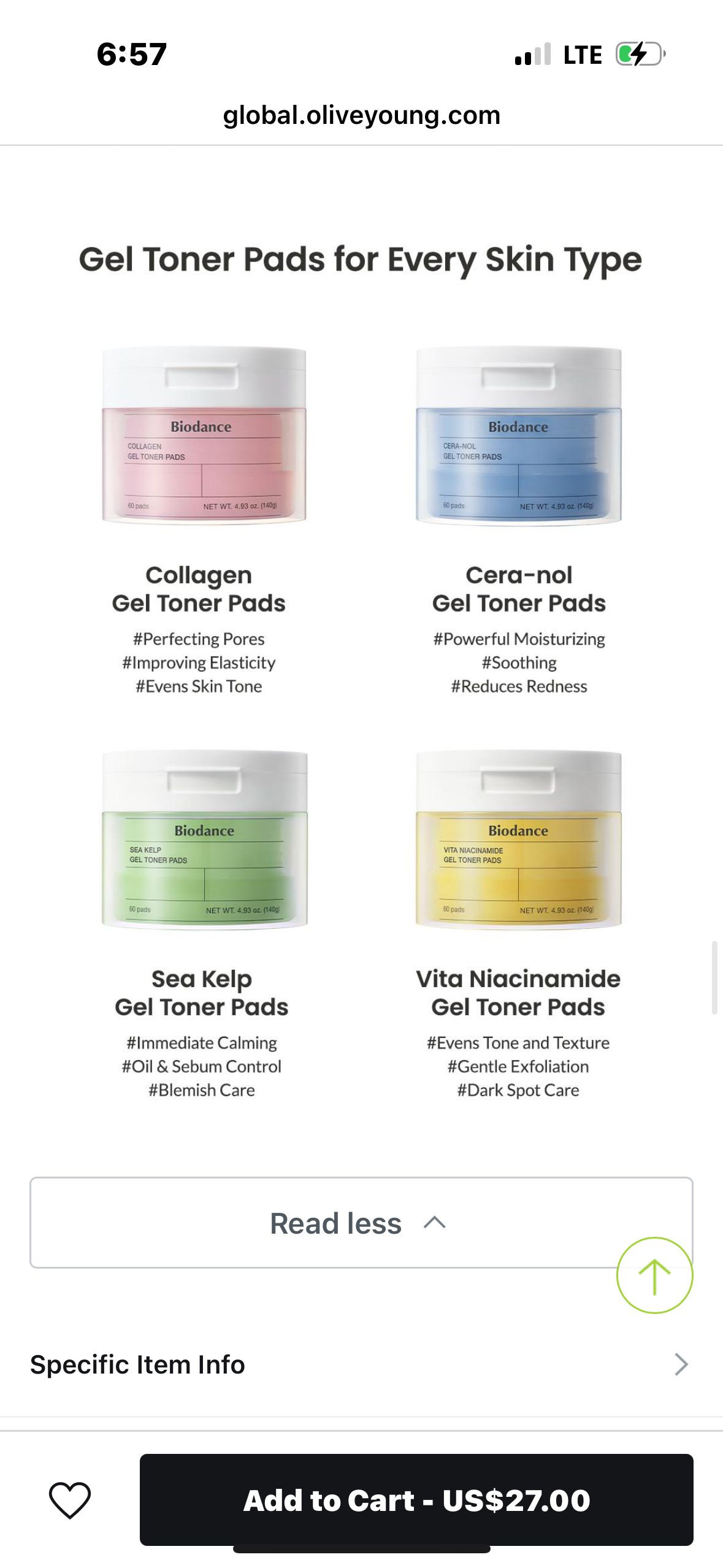 Biodance - Gel Toner Pad (Collagen, Cera-nol, Sea Kelp, Vita Niacinamide)